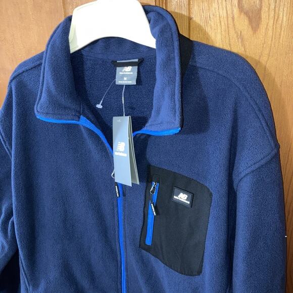 New Balance Men's Fleece Jacket Sz M New Blue Full Zip Outdoor Warm Cozy - Picture 2 of 9
